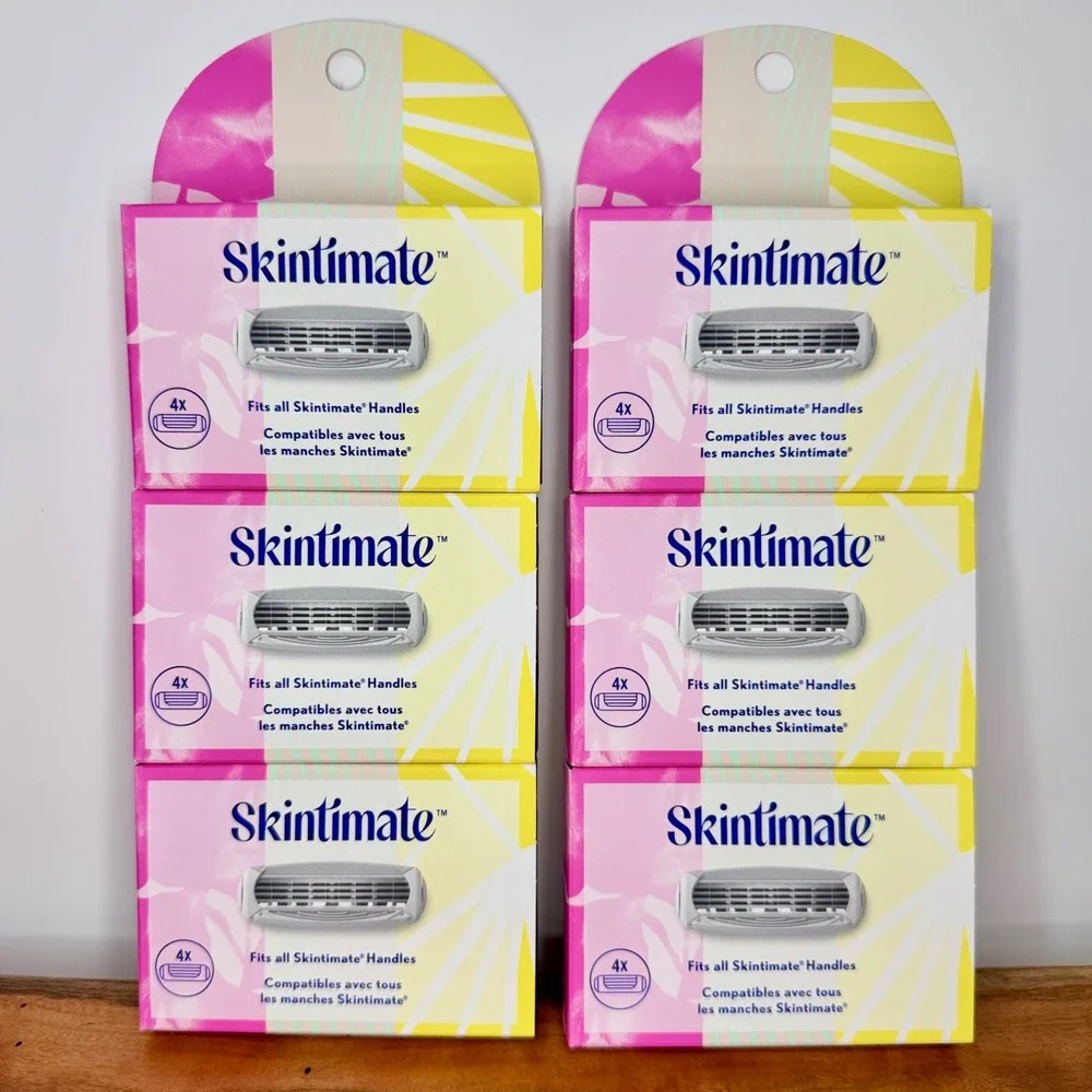 Skintimate 4-Blade Razor Blade Refills 24 Count (6 Packs of 4) Aloe Vitamin‎ E